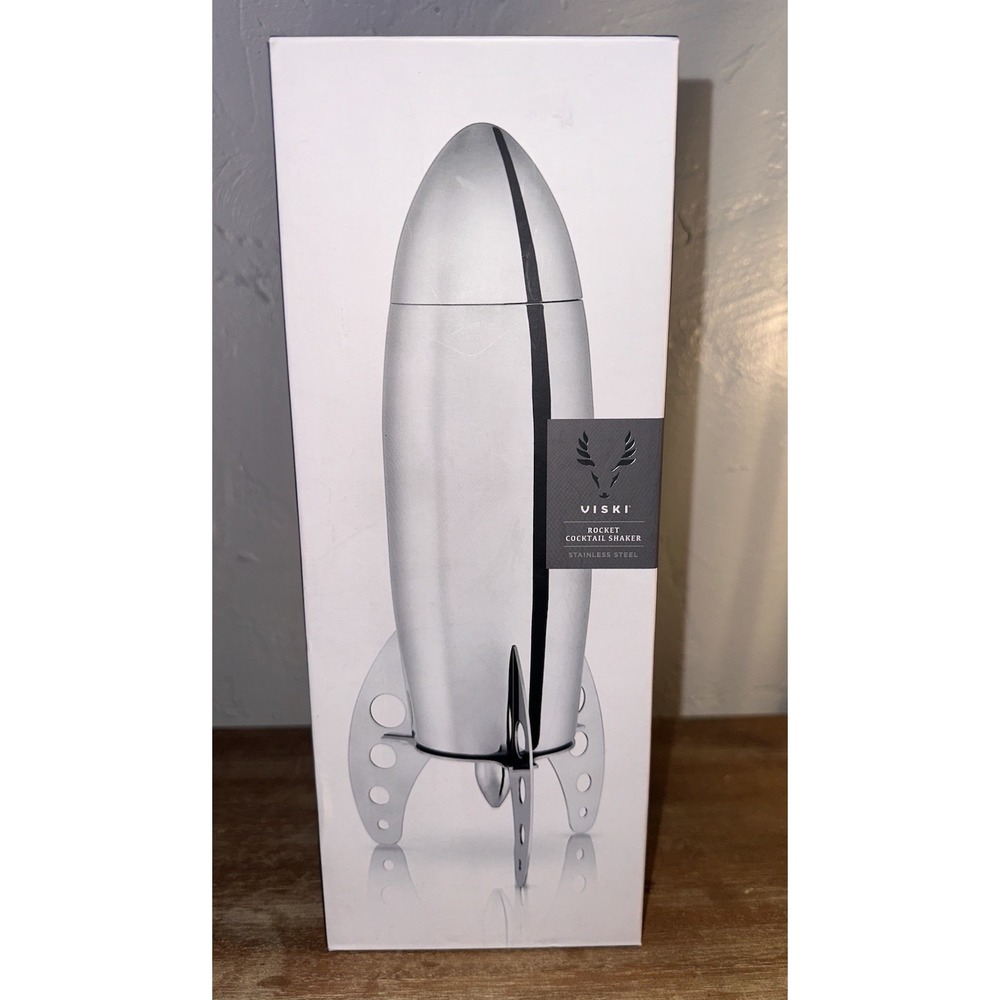 Viski Rocket Cocktail Shaker Set Stainless Steel Cobbler Shaker With Strainer